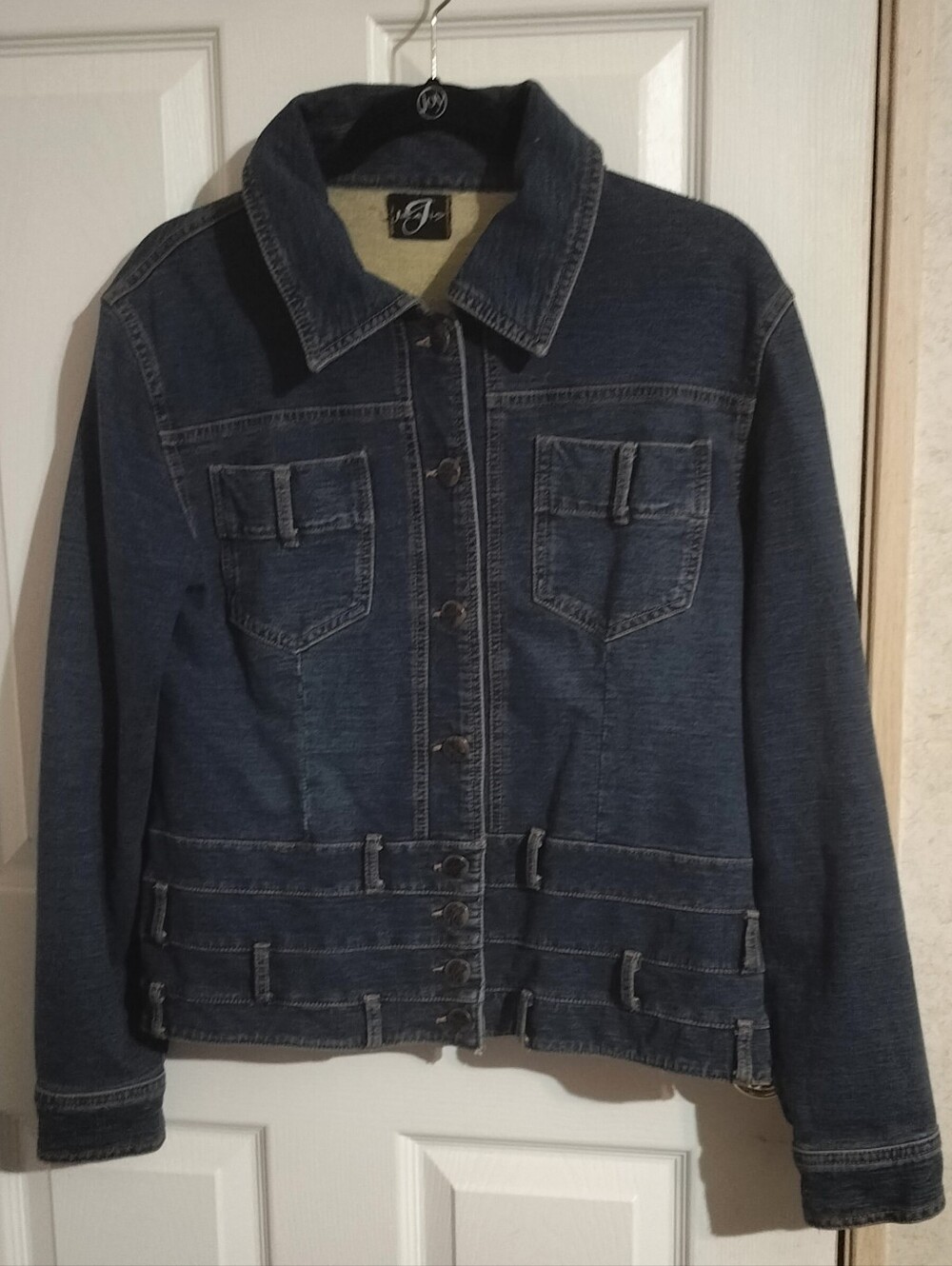 gJeans Blue Denim Women's Jacket Size Large Button Up 2-Breast Pockets